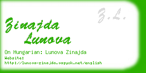 zinajda lunova business card